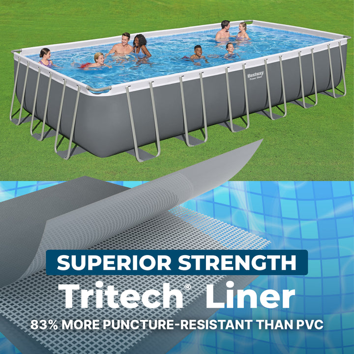 Bestway Power Steel 24' x 12' x 52" Rectangular Above Ground Swimming Pool Set