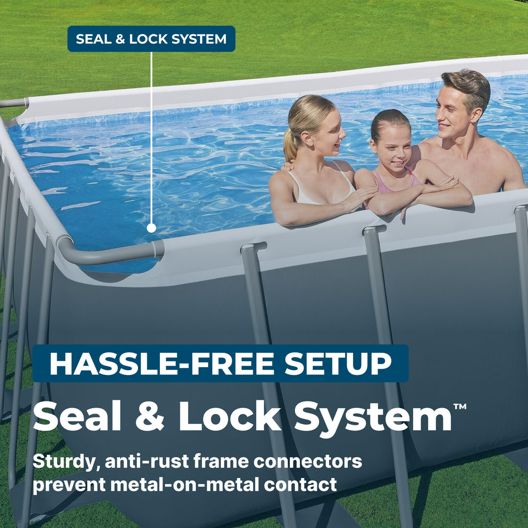 Bestway Power Steel 24' x 12' x 52" Rectangular Above Ground Swimming Pool Set