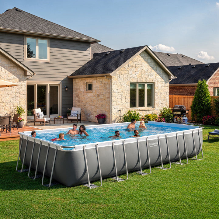 Bestway 24' x 12' x 52" Power Steel Rectangular Above Ground Pool Set (Used) - VMInnovations
