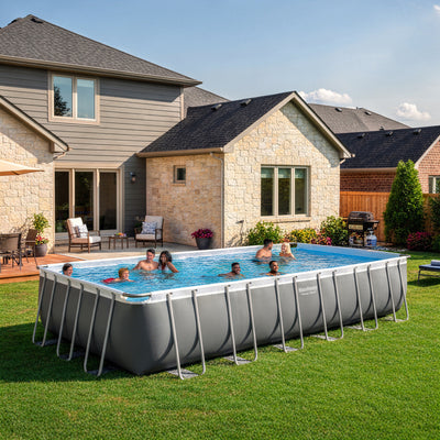 Bestway Power Steel 24' x 12' x 52" Rectangular Above Ground Swimming Pool Set