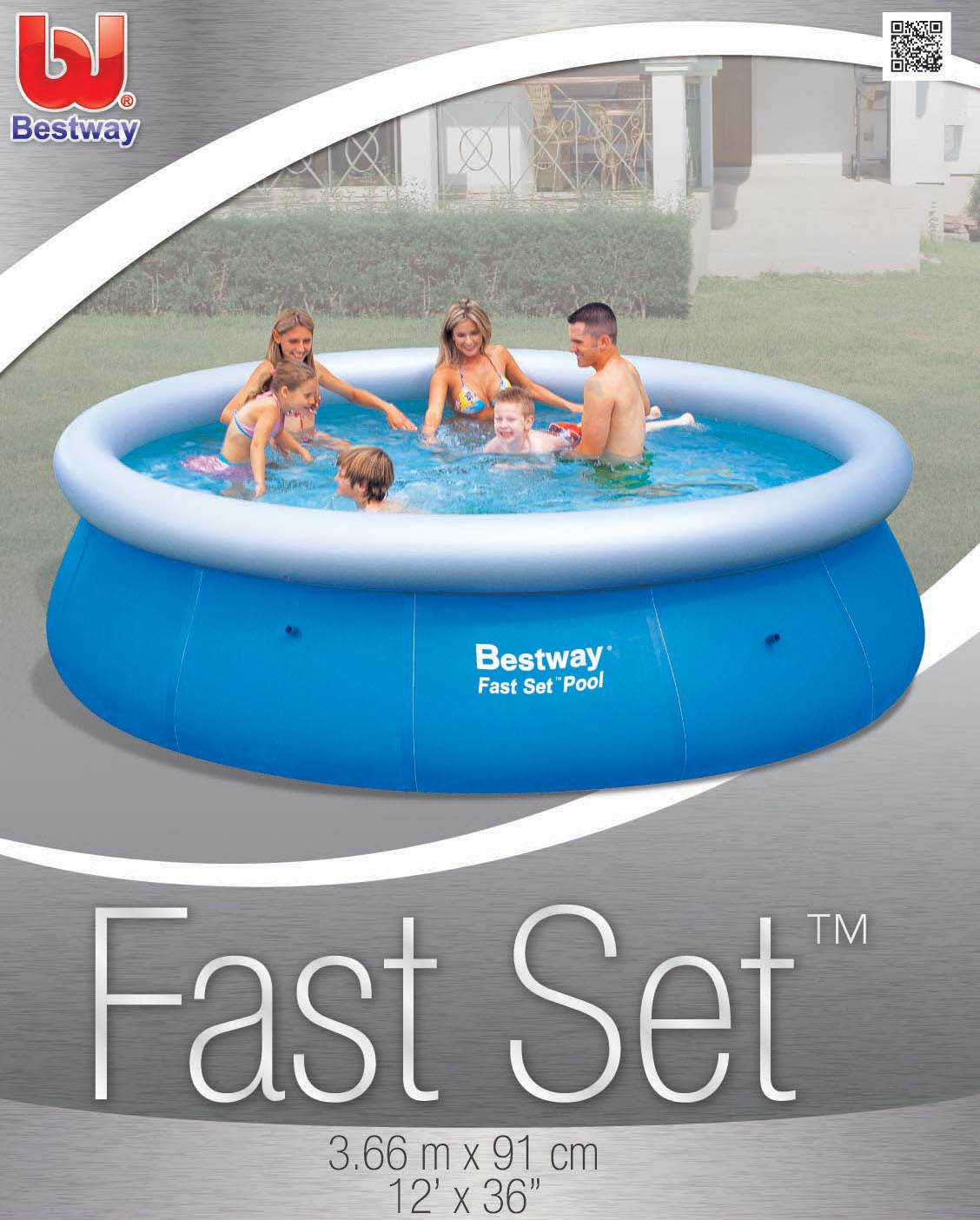 Bestway 12ft x 36in Fast Set 57278E Inflatable Above Ground Pool w/ Filter Pump