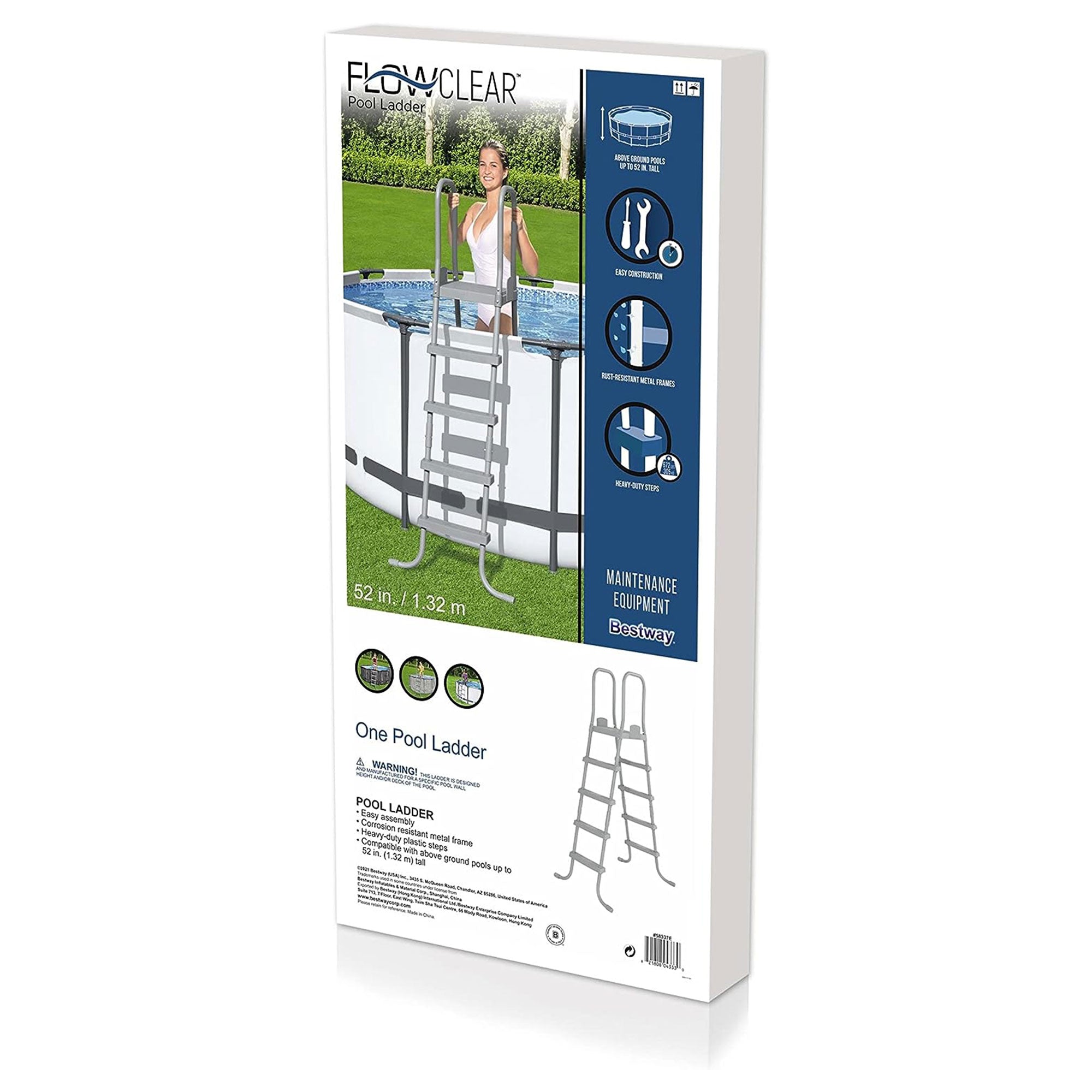 Bestway 52" Steel Above Ground Swimming Pool Ladder No-Slip Steps (Open Box) - VMInnovations
