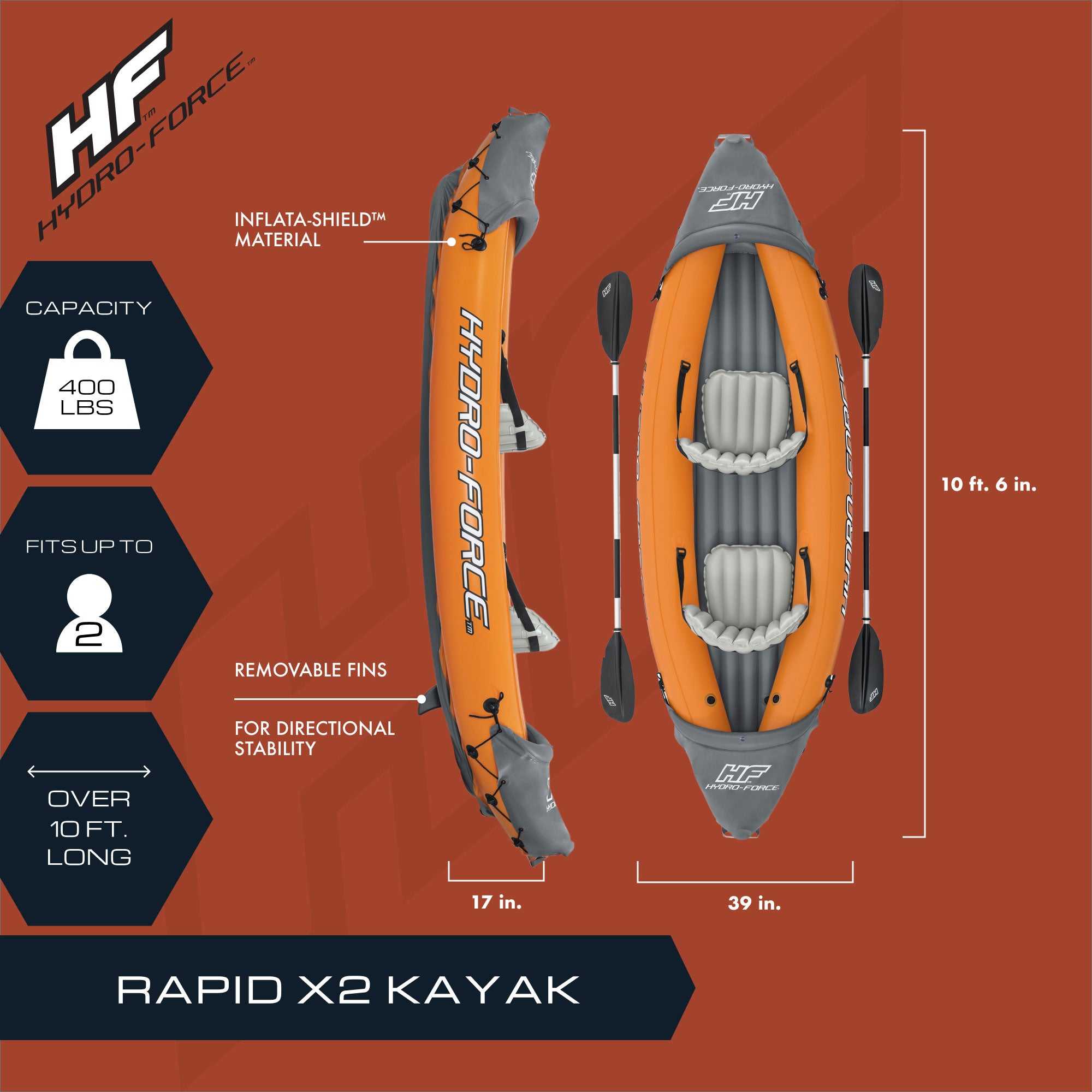 Bestway Hydro Force Lite Rapid 2 Person Inflatable Outdoor Water Sport Kayak Set