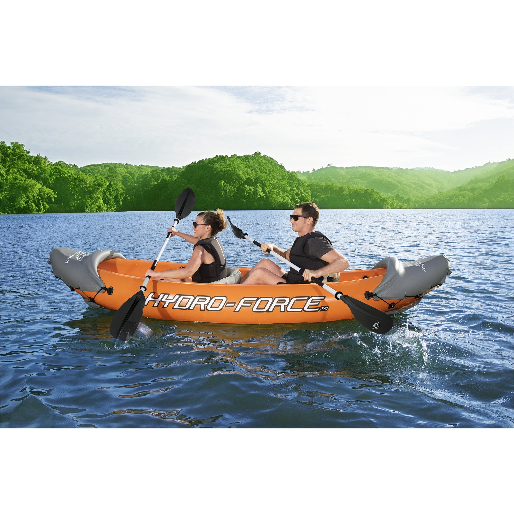 Bestway 126 x 35 Inch Lite-Rapid X2 Inflatable Kayak Float with Oars (2 Pack)