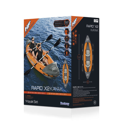 Bestway 126 x 35 Inch Lite-Rapid X2 Inflatable Kayak Float with Oars (2 Pack)