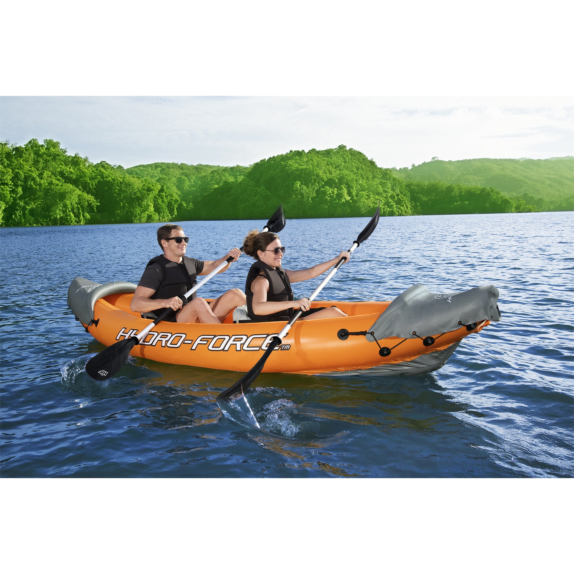 Bestway 126 x 35 Inches Lite-Rapid X2 Inflatable Kayak Float w/ Oars (Open Box) - VMInnovations