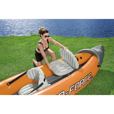 Bestway 126 x 35 Inches Lite-Rapid X2 Inflatable Kayak Float w/ Oars (Open Box) - VMInnovations