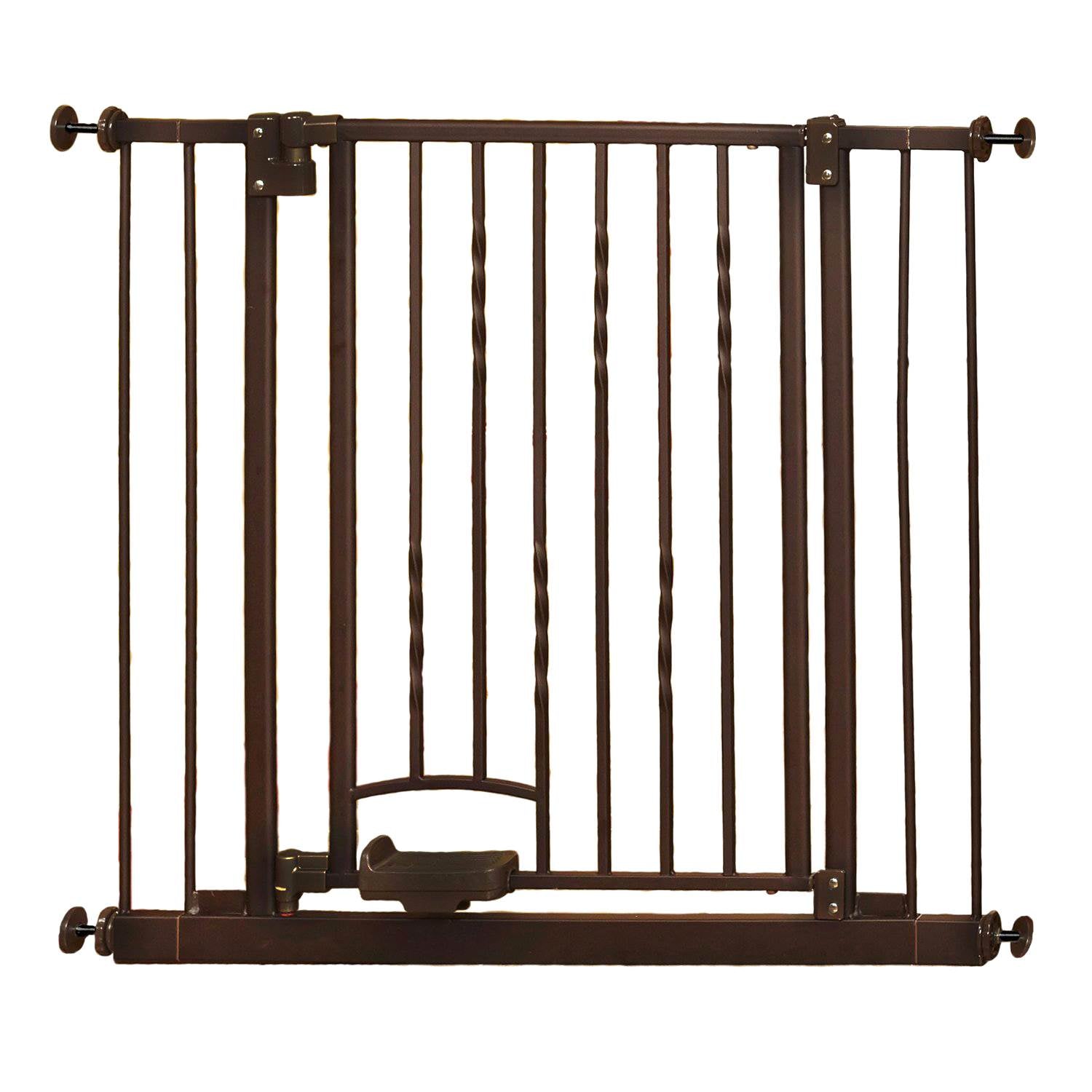 North States Slide-Step, Open Hands-Free Baby, Pet Metal Gate, Bronze (Open Box)