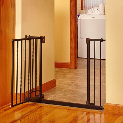 North States Slide-Step, Open Hands-Free Baby, Pet Metal Gate, Bronze (Open Box)