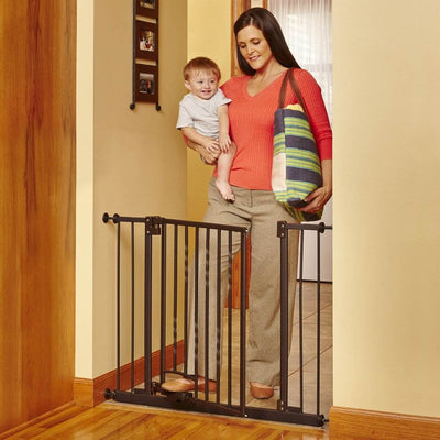 North States Slide-Step, Open Hands-Free Baby, Pet Metal Gate, Bronze (Open Box)