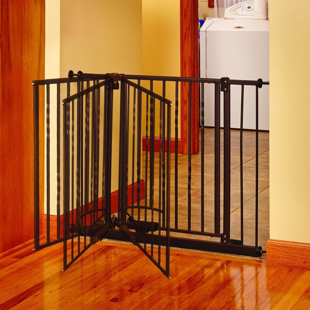 North States Slide-Step, Open Hands-Free Baby, Pet Metal Gate, Bronze (Open Box)