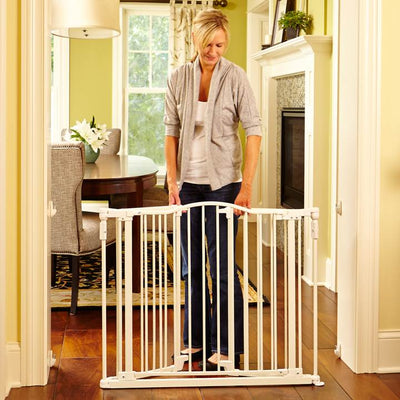 North States Deluxe Baby/Pet 38-72 Inches Wide Metal Gate, Linen (Incomplete)
