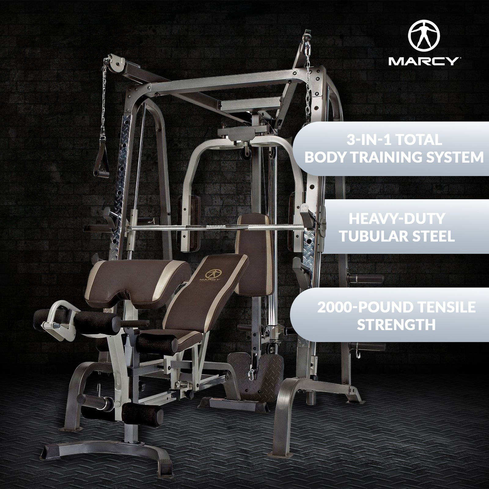 Marcy Deluxe Diamond Elite Smith Cage Home Workout Total Body Gym Machine System - VMInnovations