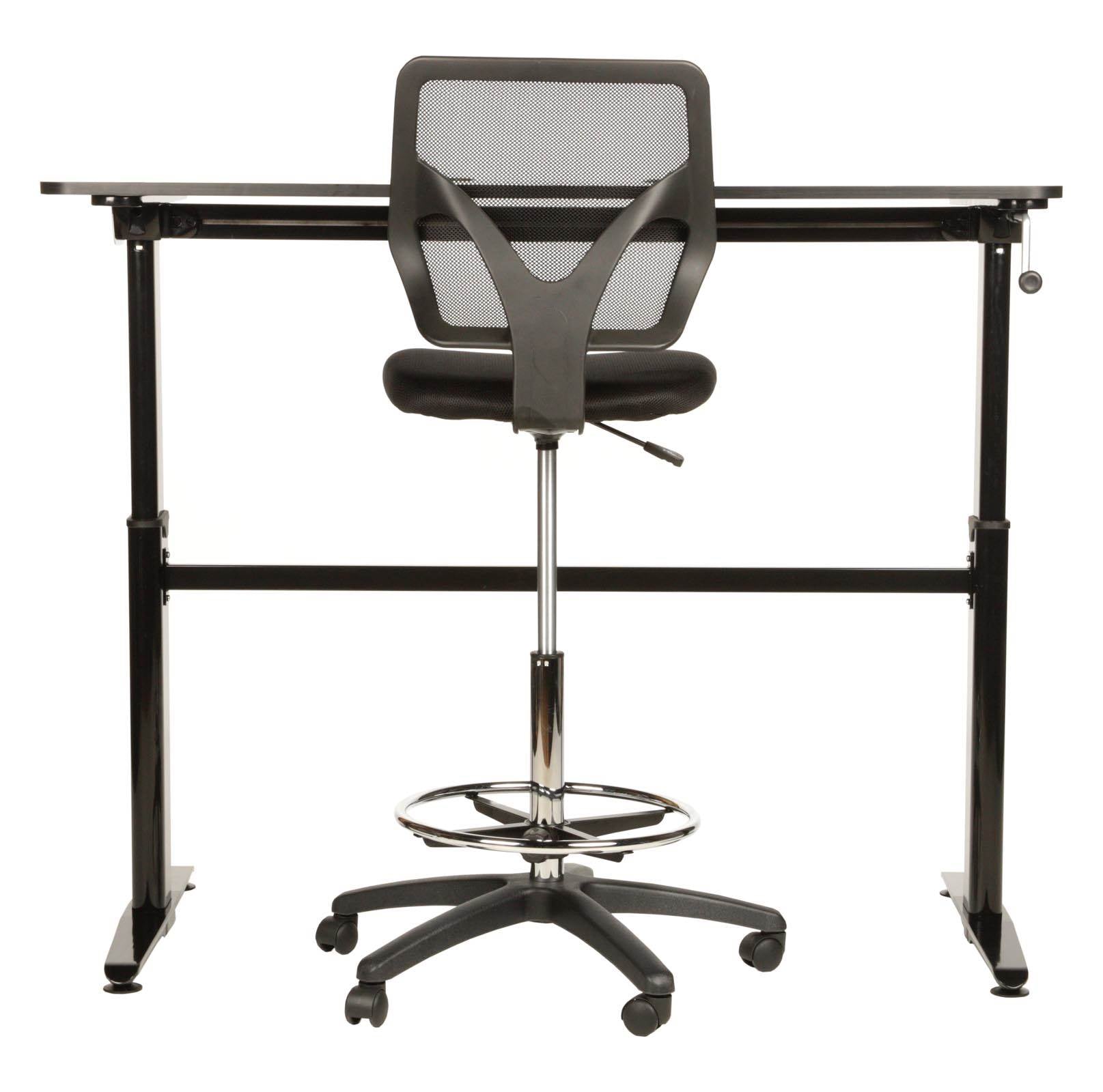 Cool Living Mesh Armless Fixed Adjustable Height Drafting Chair, Black(Open Box)