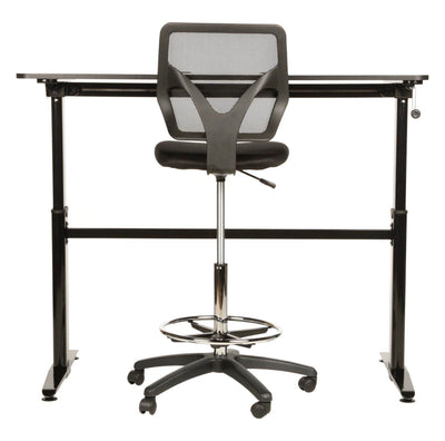 Cool Living Mesh Armless Fixed Adjustable Height Drafting Chair, Black(Open Box)