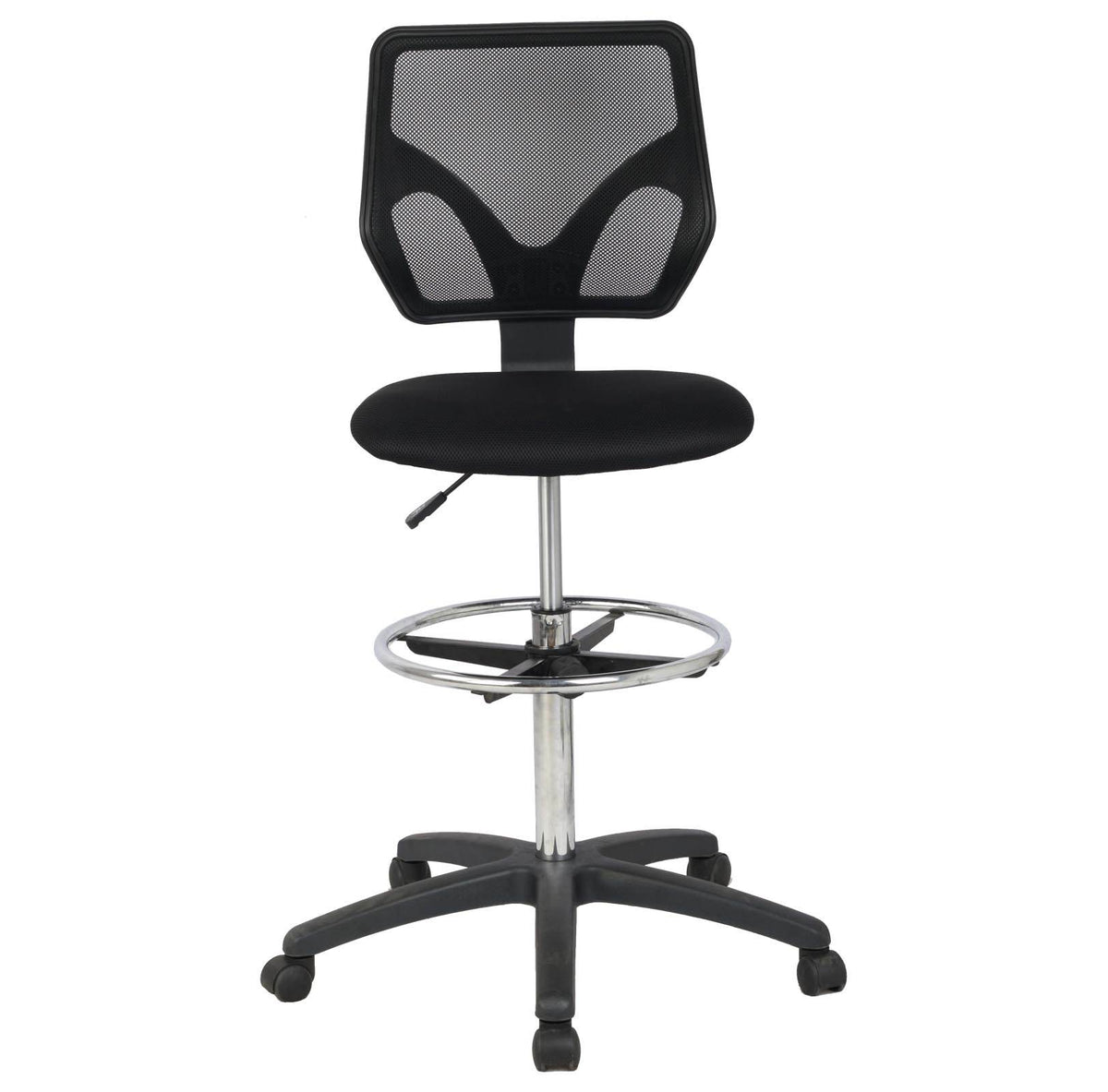 Cool Living Mesh Armless Fixed Adjustable Height Drafting Chair, Black(Open Box)