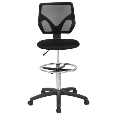 Cool Living Mesh Armless Fixed Adjustable Height Drafting Chair, Black(Open Box)