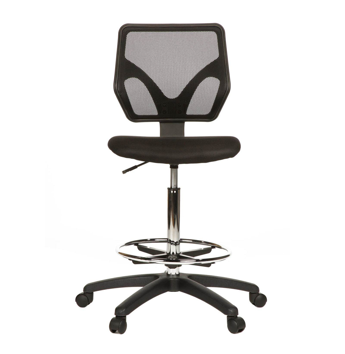 Cool Living Mesh Armless Fixed Adjustable Height Drafting Chair, Black(Open Box)