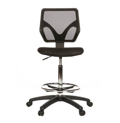 Cool Living Mesh Armless Fixed Adjustable Height Drafting Chair, Black(Open Box)
