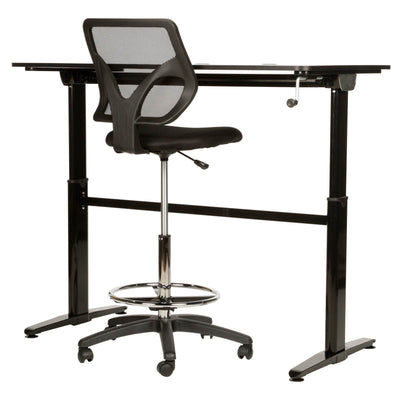 Cool Living Mesh Armless Fixed Adjustable Height Drafting Chair, Black(Open Box)