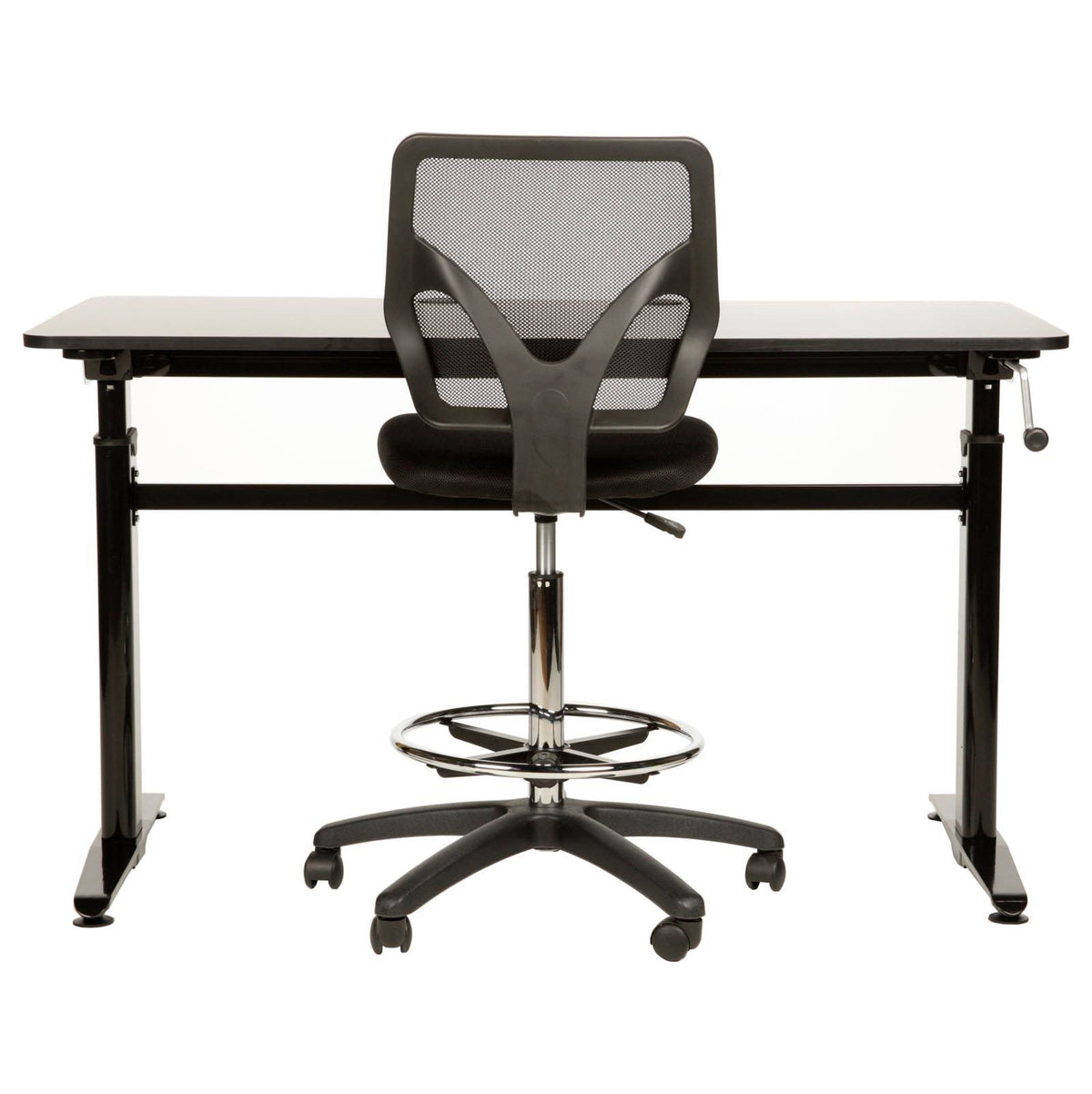 Cool Living Mesh Armless Fixed Adjustable Height Drafting Chair, Black(Open Box)