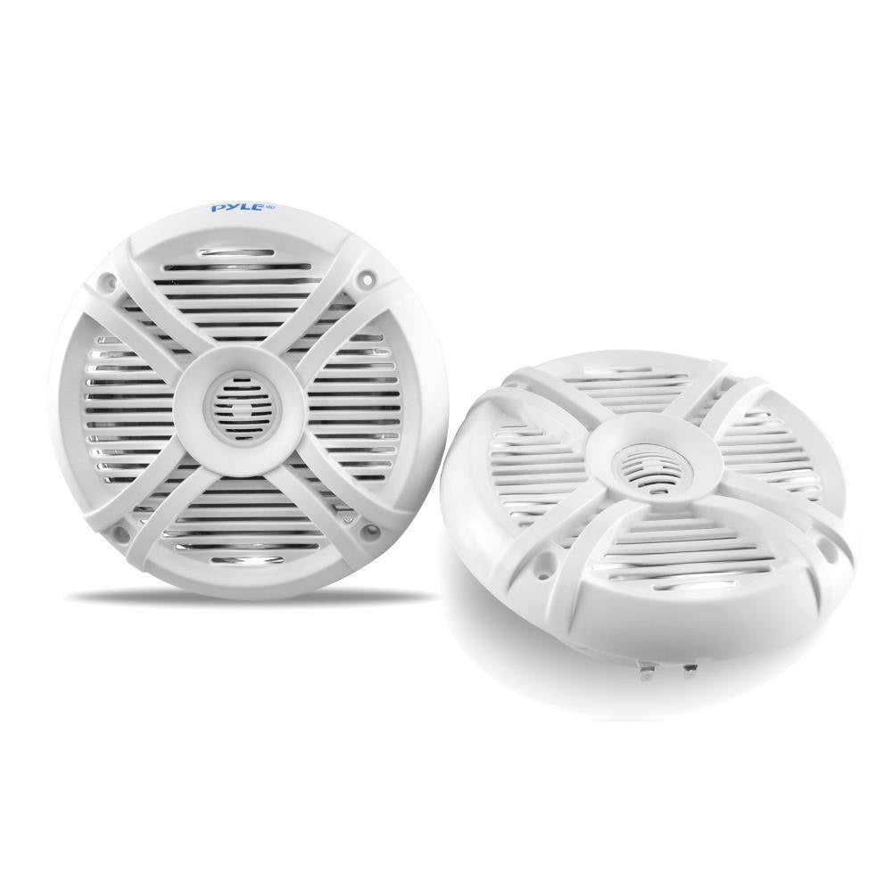 2) Pyle PLMRX68LEW 6.5 Inch 250 Watt Marine Boat LED Light White Speakers (Pair)