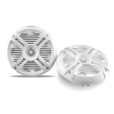 2) Pyle PLMRX68LEW 6.5 Inch 250 Watt Marine Boat LED Light White Speakers (Pair)