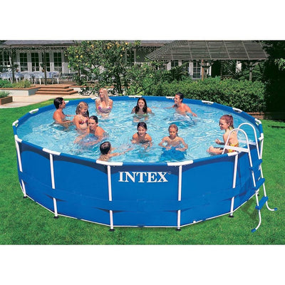 Intex 16 Feet x 42 Inches Metal Frame Above Ground Pool Set with Pump (Open Box)