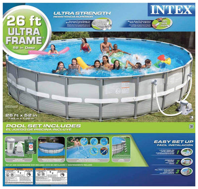 Intex 26 Feet x 52 Inches Ultra Frame Above Ground Swimming Pool Set (Open Box)