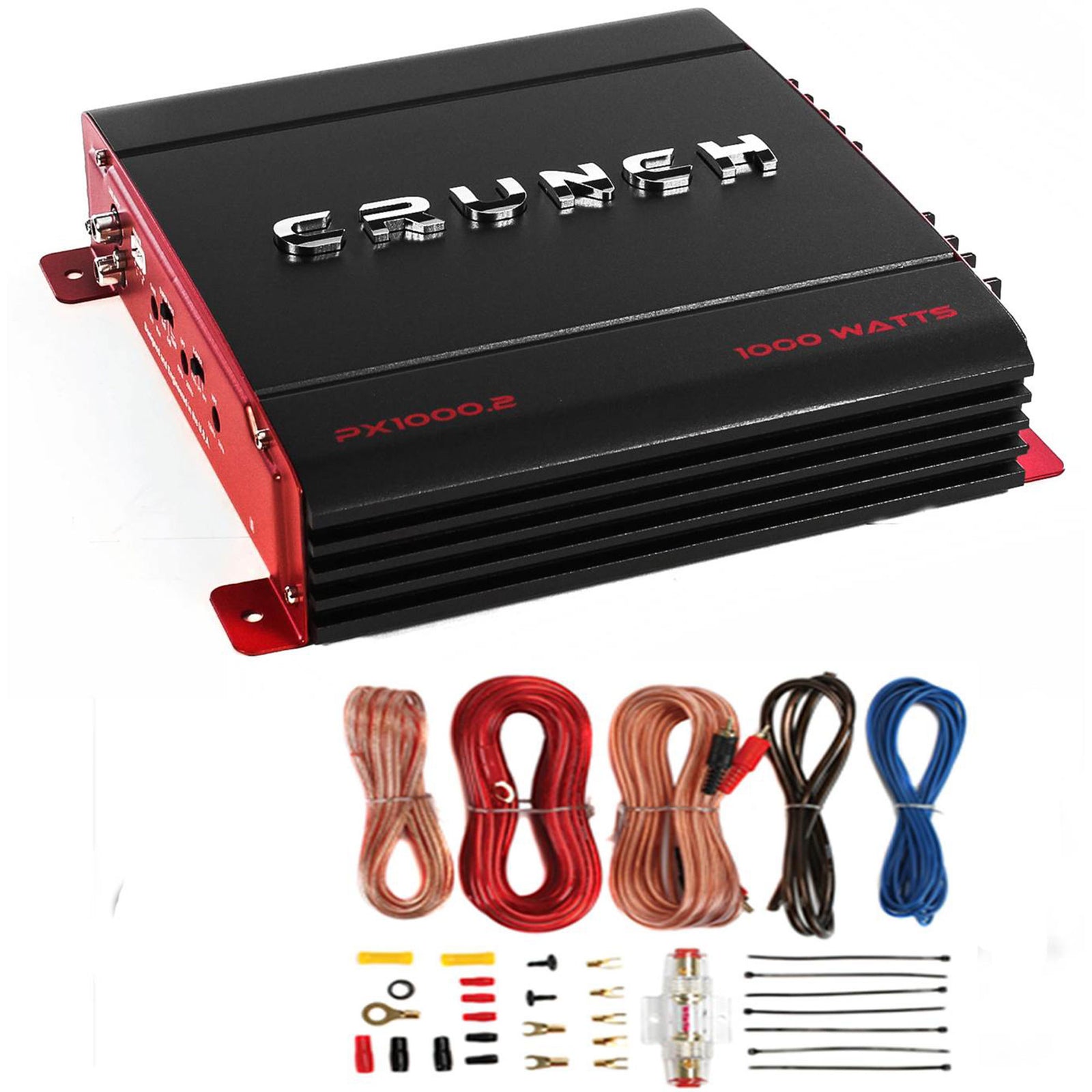 Crunch PX-1000.4 1000W Car Stereo Amp & Soundstorm AKS8 8 Gauge Amp Wiring Kit - VMInnovations