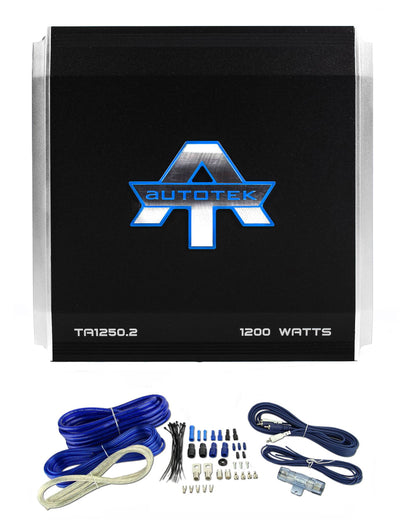 Autotek 1200 Watt 2 Channel Amplifier Car Audio Stereo Power Amp + Wiring Kit
