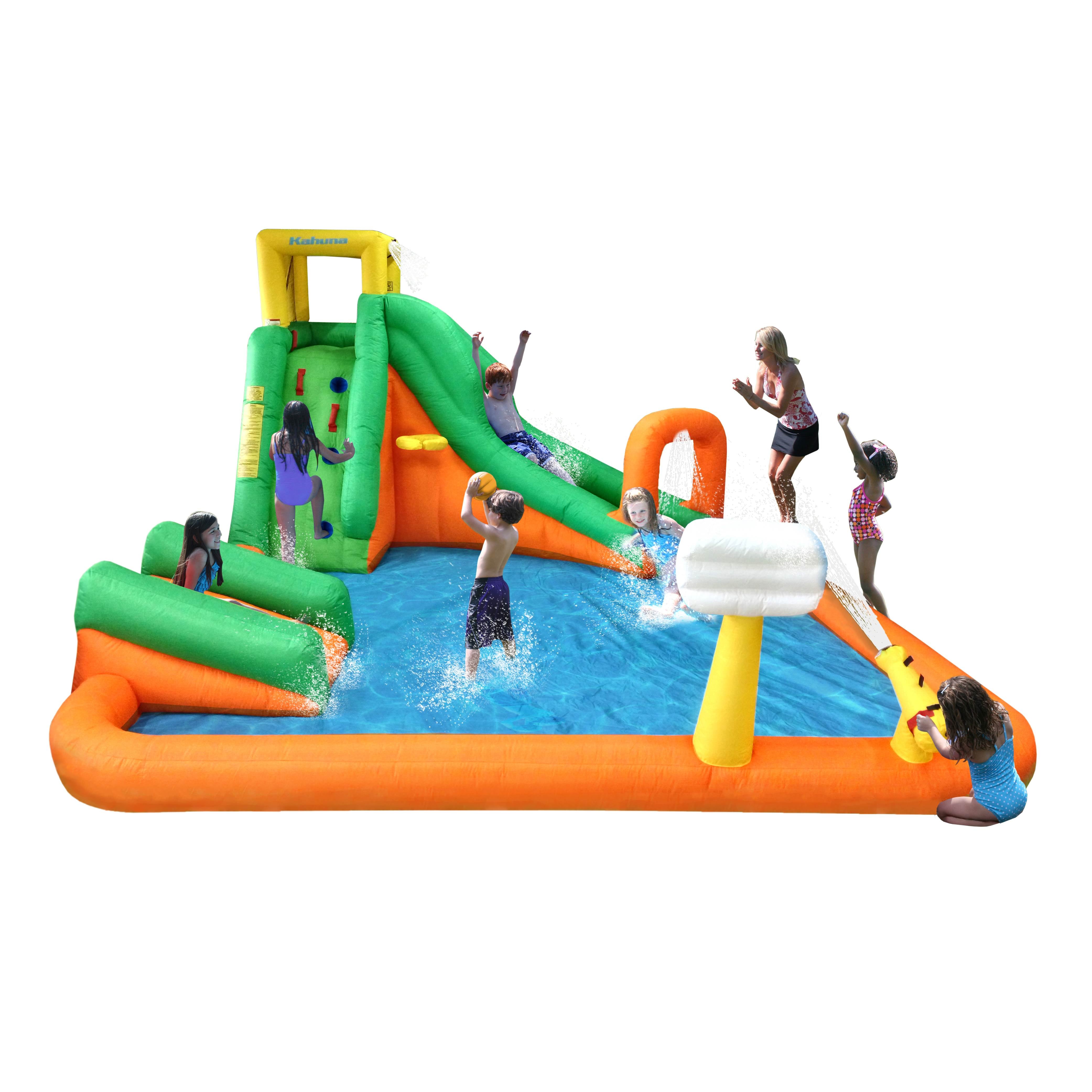 Magic Time Titan Falls with Junior Inflatable Water Slide, Green (Open Box)