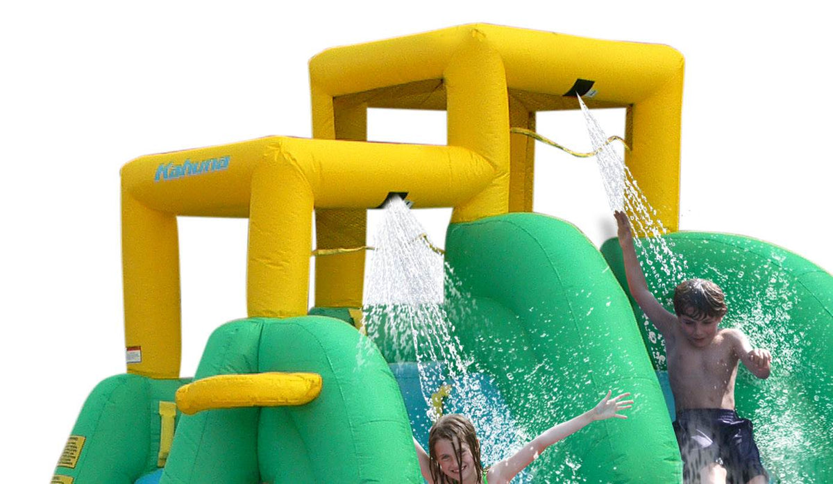 Magic Time Twin Falls Inflatable Water Slides and Splash Pool Area - Open Box