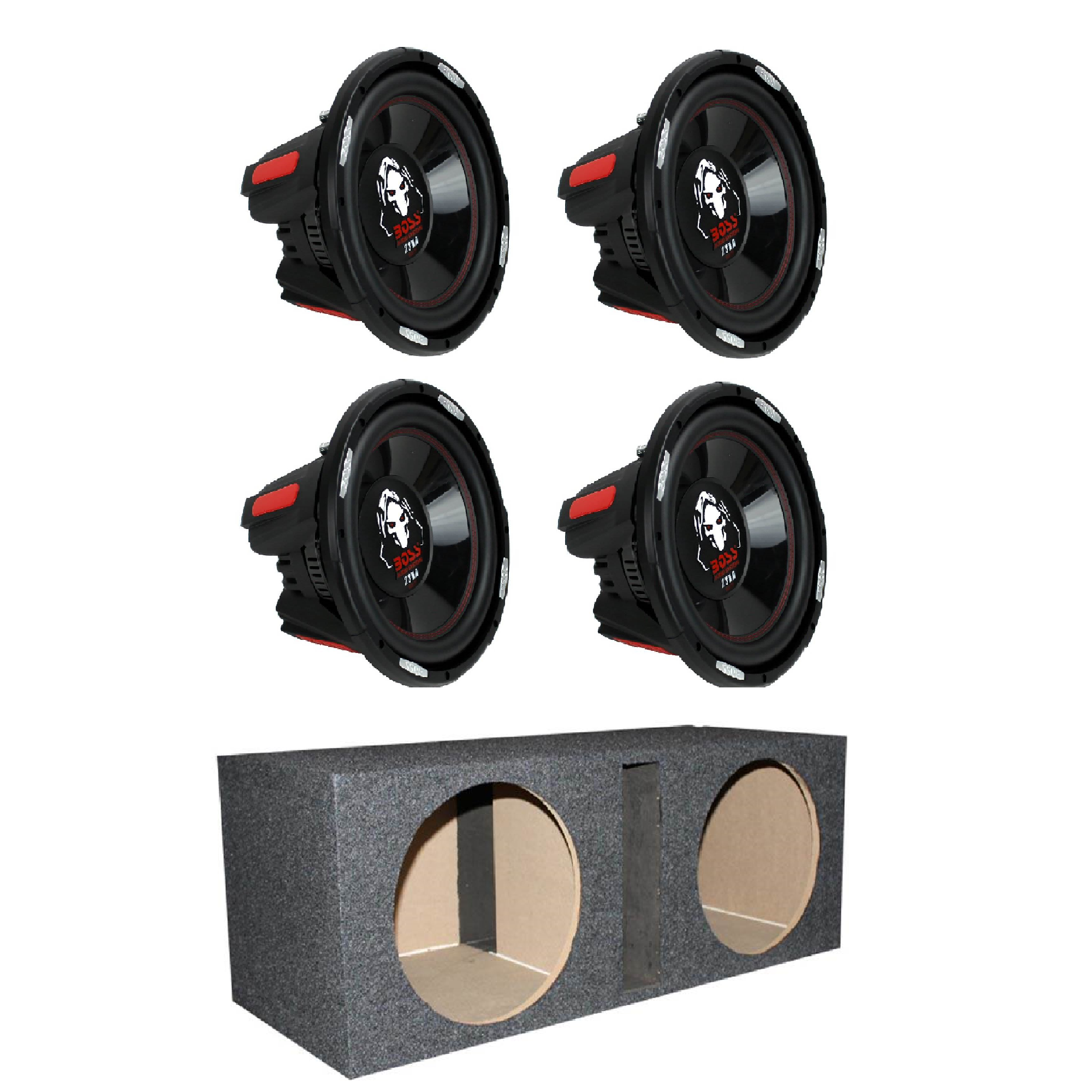 Boss 12in 2300-Watt Car Audio Subwoofer (4) w/ Q POWER Dual 12" Vented Enclosure - VMInnovations