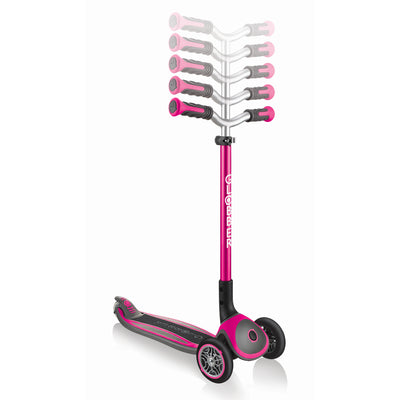 Globber Master 3-Wheel Adjustable Foldable Scooter for Kids Aged 4 and Up, Pink
