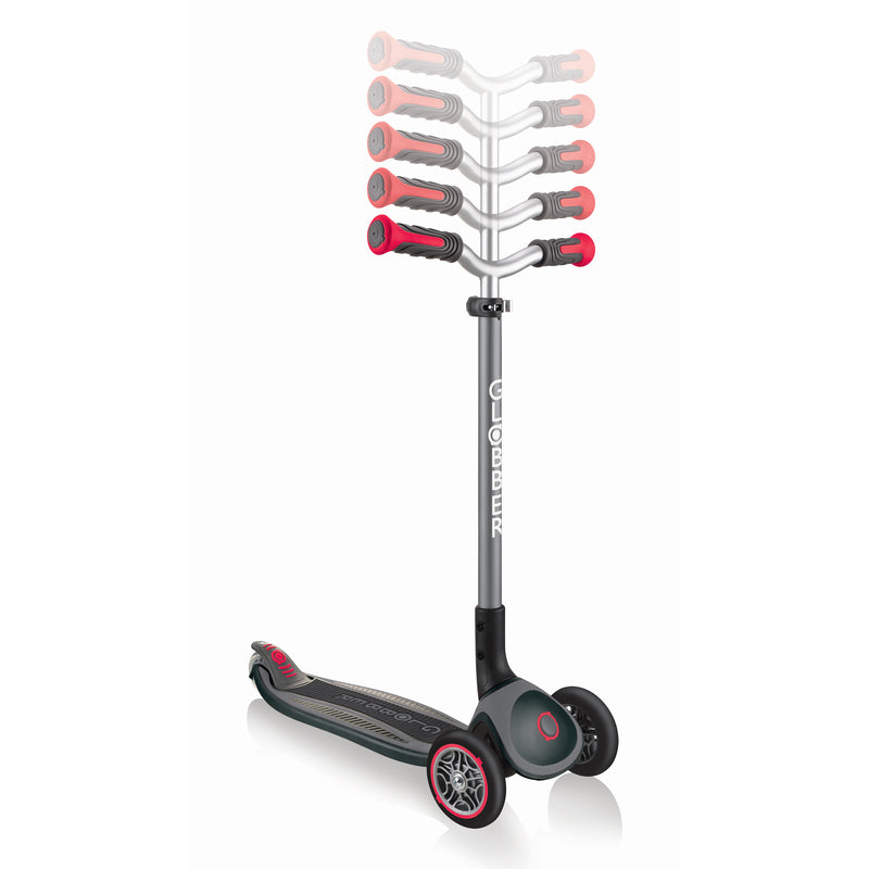 Globber Master 3-Wheel Scooter for Kids Aged 4 and Up, Silver & Red (Open Box)