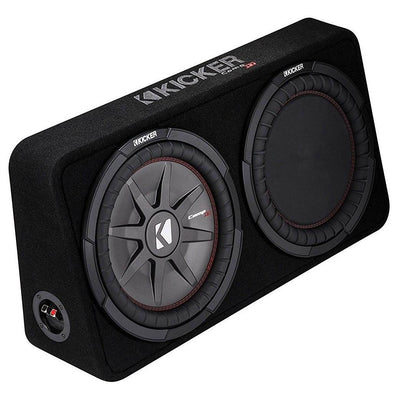 Kicker 1000W Dual 12" 4-Ohm Slim Shallow Subwoofer Sealed Enclosure | 43TCWRT124