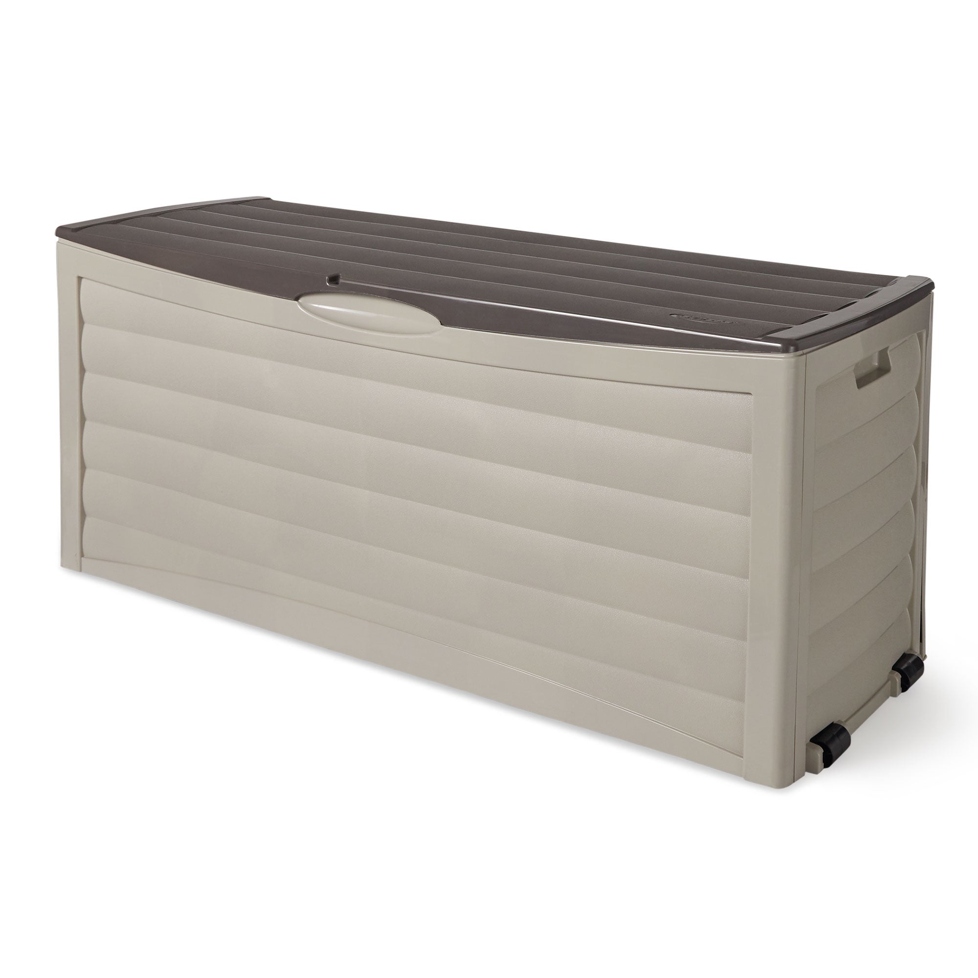 Suncast 103 Gallon Capacity Resin Patio Storage Deck Box, Mocha & Taupe (Used)