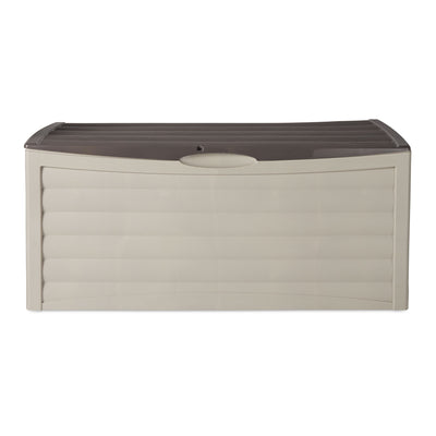 Suncast 103 Gallon Capacity Resin Patio Storage Deck Box, Mocha & Taupe (Used)