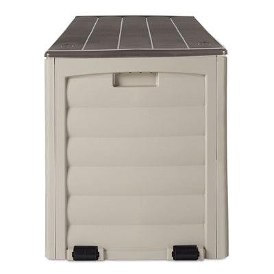 Suncast 103 Gallon Capacity Resin Patio Storage Deck Box, Mocha & Taupe (Used)