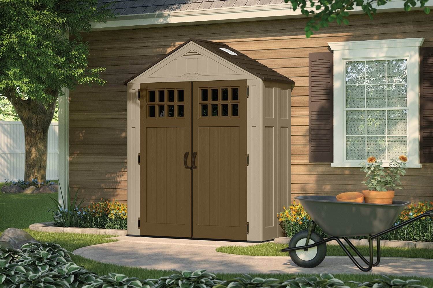 Suncast Sierra 6 x 3 Feet Outdoor Storage Shed 92 Cubic Feet, Sand (Open Box)
