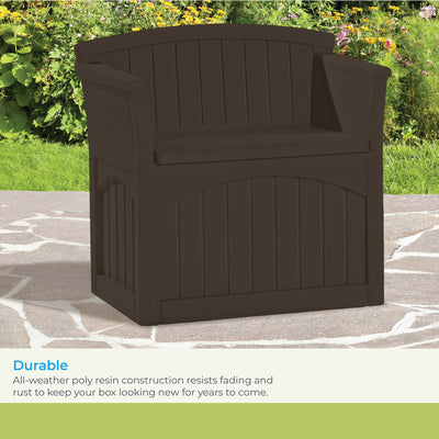 Suncast 31 Gallon Patio Seat Outdoor Storage and Bench Chair, Java | PB2600J - VMInnovations