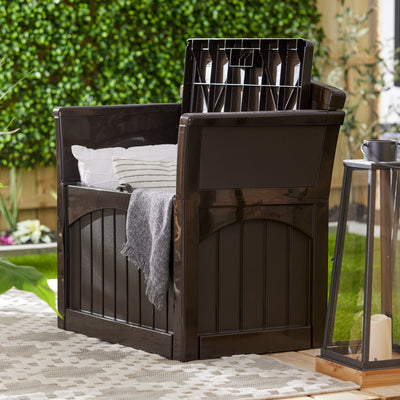 Suncast 31 Gallon Patio Seat Outdoor Storage and Bench Chair PB2600J - Open Box - VMInnovations
