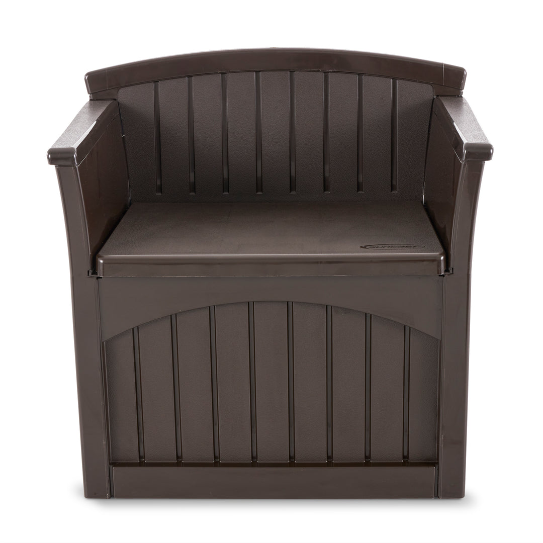 Suncast 31 Gallon Patio Seat Outdoor Storage and Bench Chair, Java (2 Pack)