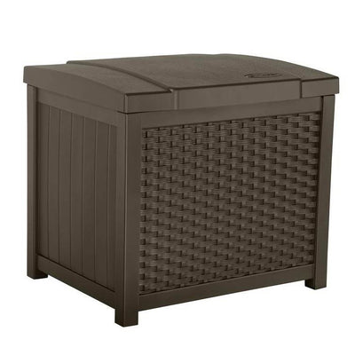 Suncast 22 Gallon Wicker Resin Outdoor Storage Deck Box & Seat | Java (Open Box)