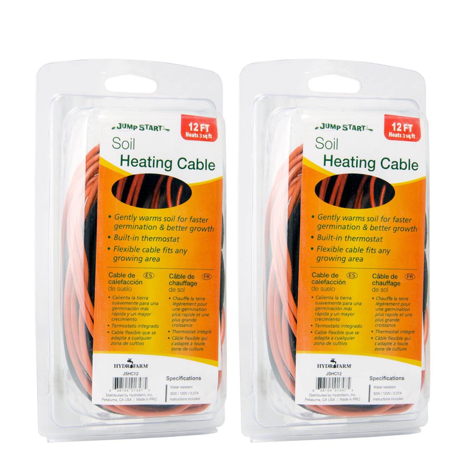 Jump Start JSHC12 Soil Heating Cable with Built-In Thermostat, 12 Feet (2 Pack) - VMInnovations