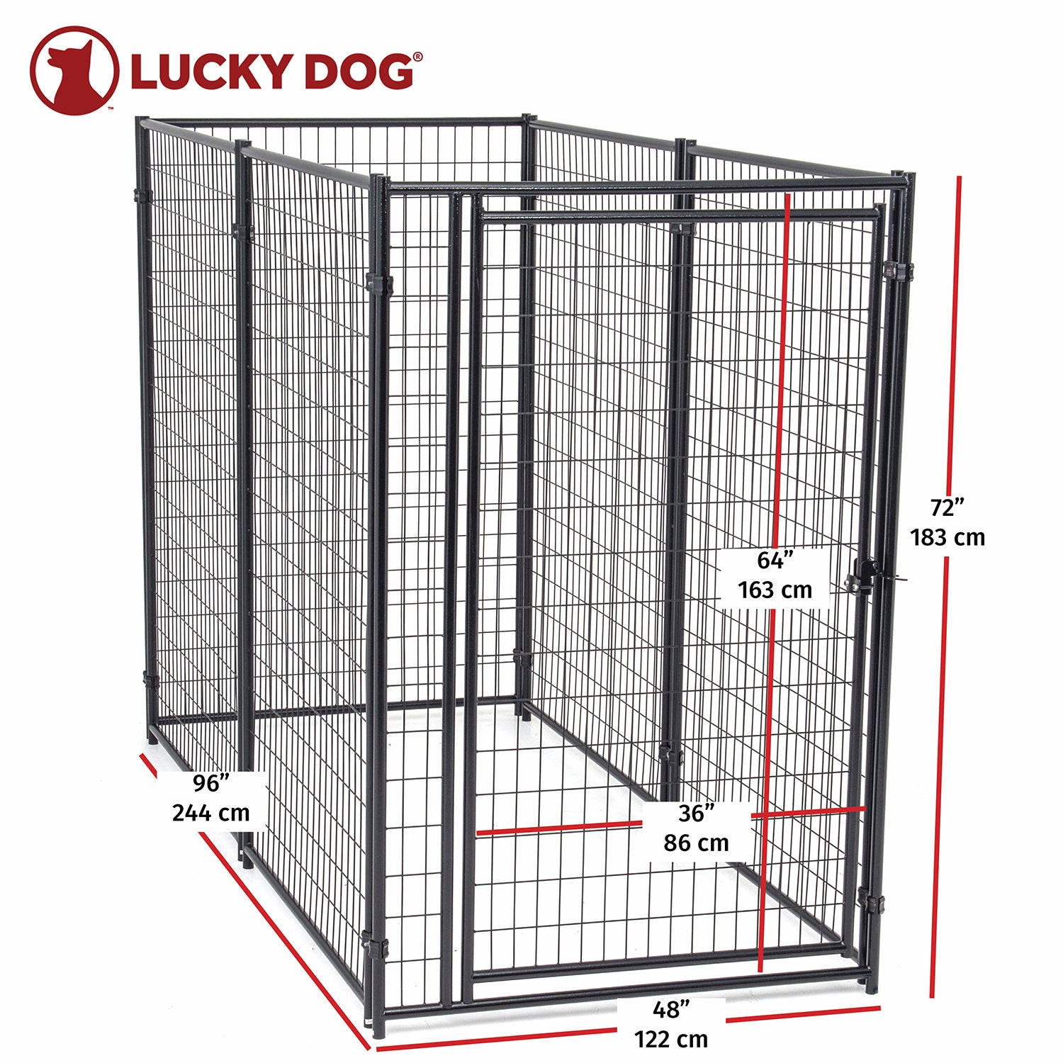 Lucky Dog Large Modular Welded Wire Box Indoor Outdoor Dog Kennel, 10x5x6 Feet - VMInnovations