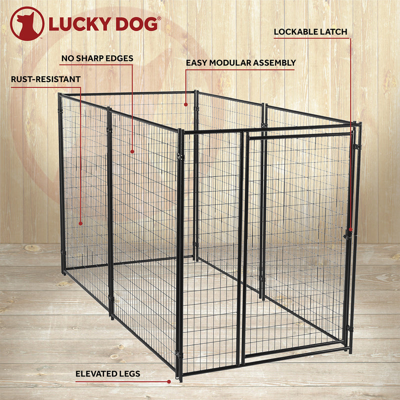 Lucky Dog Large Modular Welded Wire Box Indoor Outdoor Dog Kennel, 10x5x6 Feet