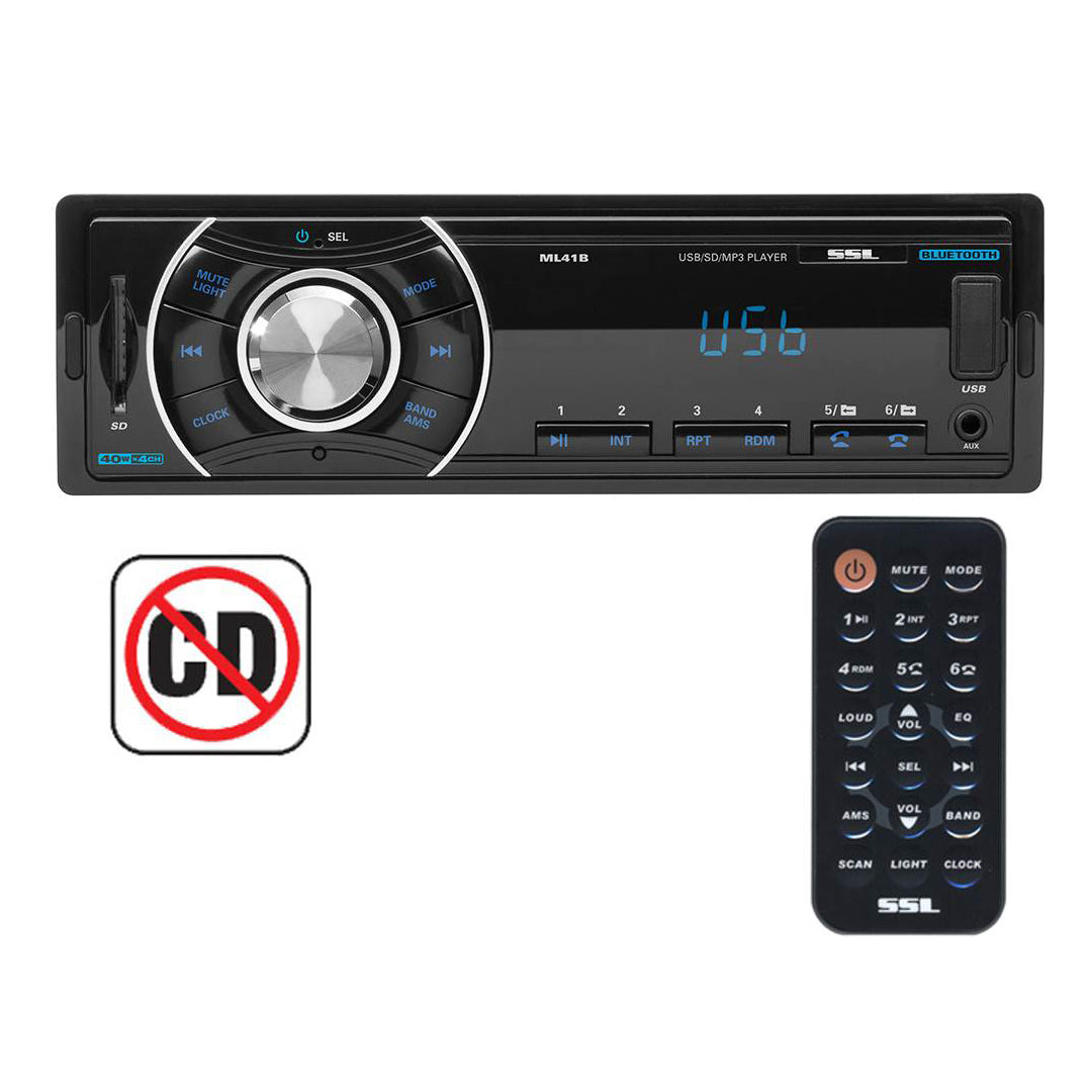 Soundstorm ML41B SSL Single DIN Bluetooth Digital Media Car Receiver (2 Pack)