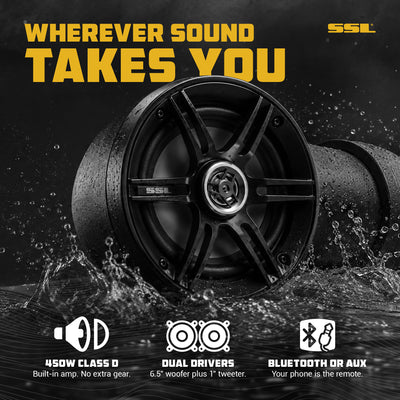 SOUNDSTORM BTB6 Bluetooth 6.5" 450W ATV/Marine Off Road Amplified Tube Speaker